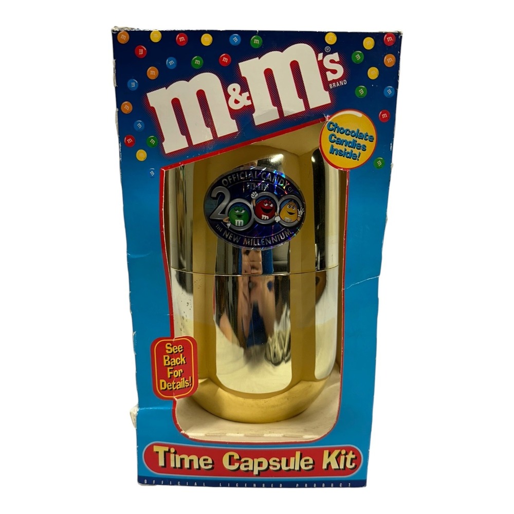 Vintage M&M's 2000 New Millennium Time Capsule Kit Gold Collectible Toy Set